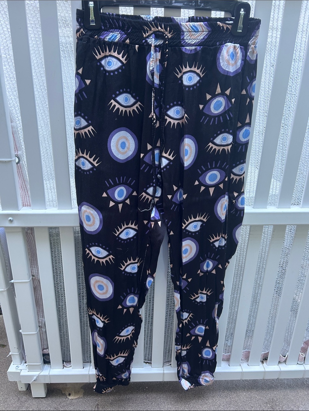Black Evil Eye-Print Jogger Pants